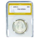 1945-S Walking Liberty Half Dollar PGA MS66+