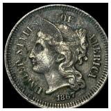 1867 Nickel Three-Cent Piece CLOSELY UNCIRCULATED