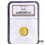 1913 $2.50 Gold Quarter Eagle NGC AU58