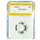 1945-D Mercury Silver Dime PGA MS67+