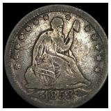 1853 Arrows/Rays Seated Liberty Quarter  LIGHTLY