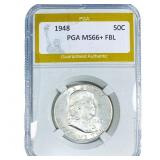 1948 Franklin Half Dollar PGA MS66+ FBL