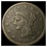 1840 Braided Hair Large Cent  LIGHTLY  CIRCULATED
