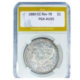 1880-CC Rev 78 Morgan Silver Dollar PGA AU50