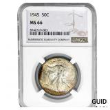 1945 Walking Liberty Half Dollar NGC MS66