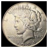 1934 Silver Peace Dollar ABOUT UNCIRCULATED