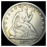 1871 Silver Seated Liberty Half Dollar ABOUT  UNC
