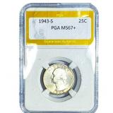 1943-S Washington Silver Quarter PGA MS67+