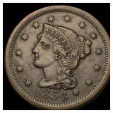 1854 Braided Hair Large Cent CLOSELY UNCIRCULATED