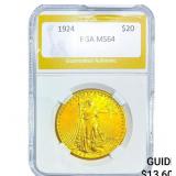 1924 $20 Gold Double Eagle NTC MS64