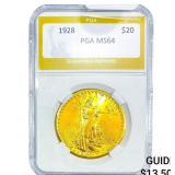 1928 $20 Gold Double Eagle NTC MS64