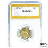 1936-S Buffalo Nickel PGA MS65