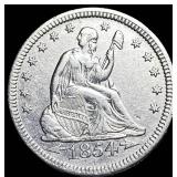 1854 Arrows Seated Liberty Quarter CLOSELY UNCIRCU
