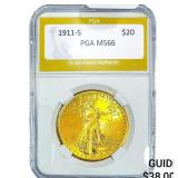 1911-S $20 Gold Double Eagle NTC MS66
