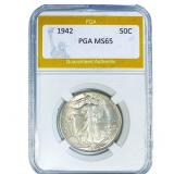 1942 Walking Liberty Half Dollar PGA MS65
