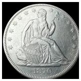 1870 Seated Liberty Half Dollar CLOSELY UNCIRCULAT
