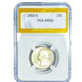 1953-S Washington Silver Quarter PGA MS66