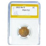 1922 No D Wheat Cent PGA F12