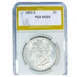 1901-S Morgan Silver Dollar PGA MS64
