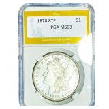 1878 8TF Morgan Silver Dollar PGA MS63
