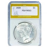 1928 Silver Peace Dollar PGA MS63