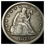 1875-S Silver Twenty Cents NEARLY  UNCIRCULATED