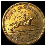 1863 Civil War Token "Time is Money" CLOSELY UNC