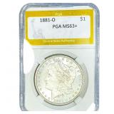 1881-O Morgan Silver Dollar PGA MS63+