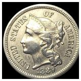 1889 Nickel Three-Cent Piece CLOSELY UNCIRCULATED