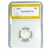 1941 Mercury Silver Dime PGA MS67 RD