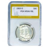 1963-D Franklin Half Dollar PGA MS66 FBL