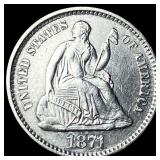 1871 Seated Liberty Half Dime CLOSELY  UNCIRCULAT