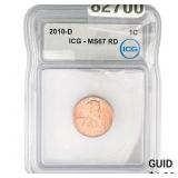 2010-D Lincoln Shield Penny ICG MS67 RD