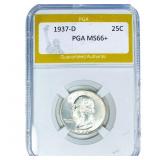 1937-D Washington Silver Quarter PGA MS66+