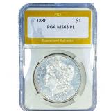 1886 Morgan Silver Dollar PGA MS63 PL