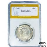 1942 Walking Liberty Half Dollar PGA MS65