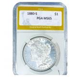 1880-S Morgan Silver Dollar PGA MS65