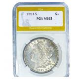 1891-S Morgan Silver Dollar PGA MS63
