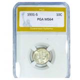 1931-S Mercury Silver Dime PGA MS64