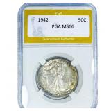 1942 Walking Liberty Half Dollar PGA MS66
