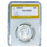 1946-D Walking Liberty Half Dollar PGA MS66