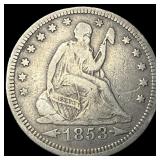 1853 Arrows Seated Liberty Quarter NEARLY UNCIRCUL
