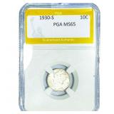 1930-S Mercury Silver Dime PGA MS65