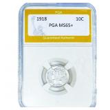 1918 Mercury Silver Dime PGA MS65+