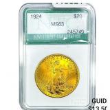 1924 $20 Gold Double Eagle NTC MS63