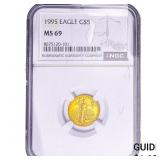 1995 1/10oz $5 Gold Eagle NGC MS69
