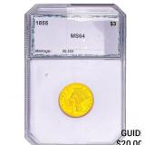 1855 $3 Gold Piece PCI MS64