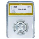 1936 Washington Silver Quarter PGA MS66