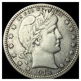 1914 Barber Silver Quarter NEARLY UNCIRCULATED