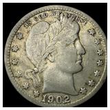 1902-S Silver Barber Quarter LIGHTLY CIRCULATED